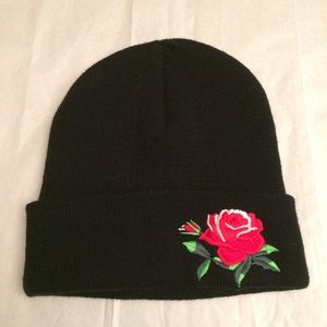 Black Rose  Patched Knit Beanie From UO